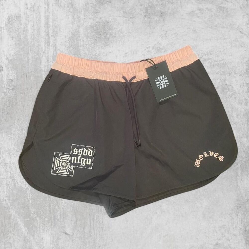 NWT Darc Sport She Running Shorts Black/Pink Wolves Ohana Limited Edition Size M